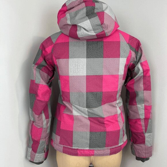 Aqua base Elite Firefly Girls Size Medium Pink Gray Hooded Ski Snow Jacket Shell - Picture 12 of 12